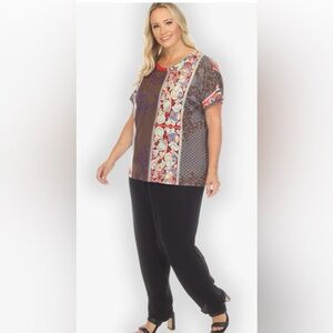 NWT Citron Santa Monica Silk Black Pull On Pant in Size 2X